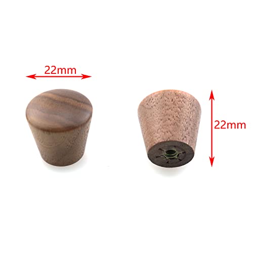 TAODAN 6pcs Natural Wood Cabinet Knob Nut-Brown Wooden Furniture Knobs 0.86x0.86 Cabinet Pull Handle Drawer Cupboard Knobs