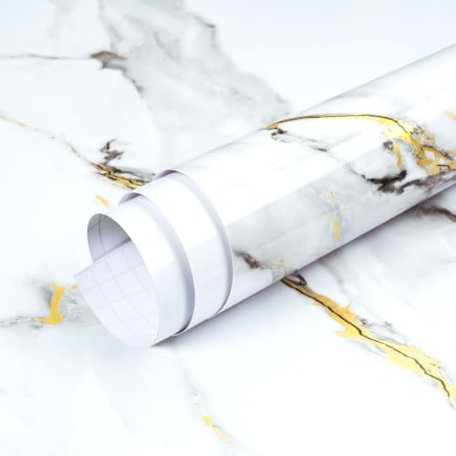 Calacatta White Marble Countertop Contact Paper Peel and Stick Countertops - size: 15.8" x 237"