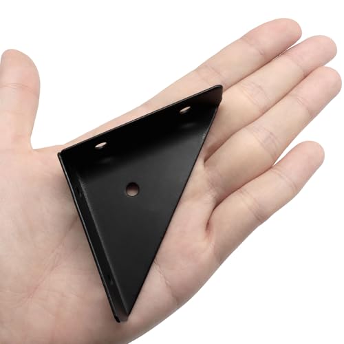 4 Pcs Triangle Corner Brace Brackets, 66mm x 66mm x 7mm, Black