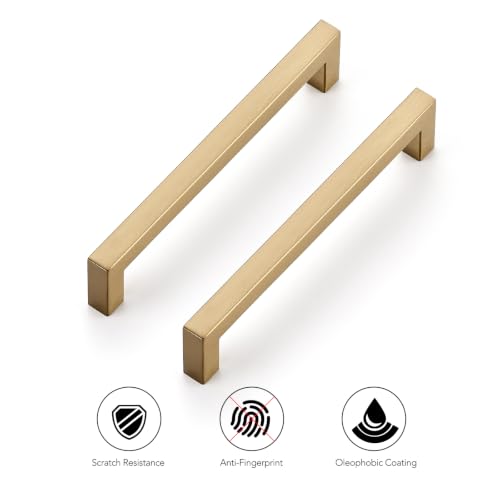 Ravinte Champagne Bronze Cabinet Handles Square Pulls 6-1/4 Inch 30 Pack - color: Champagne Bronze