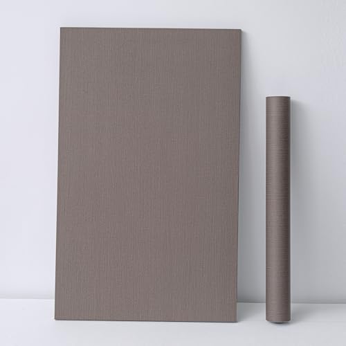 Haimin Fabric Wallpaper 24" x 393" Peel and Stick Textured Contact Paper - color: Brown