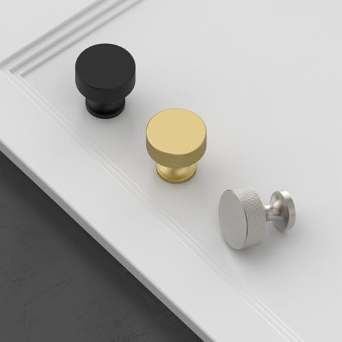 Brushed Satin Nickel Knurled Cabinet Knobs Round Drawer Pulls 10 Pack - color: Brushed Satin Nickel, size: Flat Round Knobs
