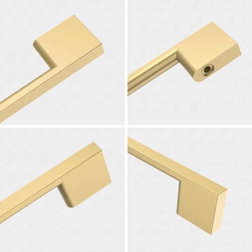 9BUILD 10 Pack Gold Cabinet Pulls - 5 Inch Handles for Drawer & Cabinet - color: Brushed Gold, size: 5"/128MM Hole Center, style: 10 Pack