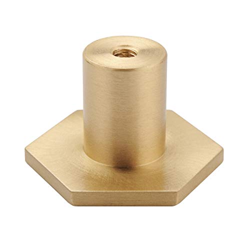 IVAILEX 10 Pack 1.3" Gold Knobs for Cabinets and Drawers, Gold Cabinet Knobs, Pure Solid Brass Knobs, Hexagon Drawer Pulls, Brushed Brass Knobs for Kitchen (34mm/1.3 inch) - color: Gold