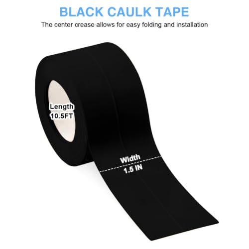 2 Rolls Caulk Tape Self Adhesive, Black Waterproof Toilet Tub Shower Caulking Sealant Strip, Bathroom Kitchen Peel & Stick Floor Tile Contact Paper Wallpaper DIY Home Improvement Decor Accessories - style: Black