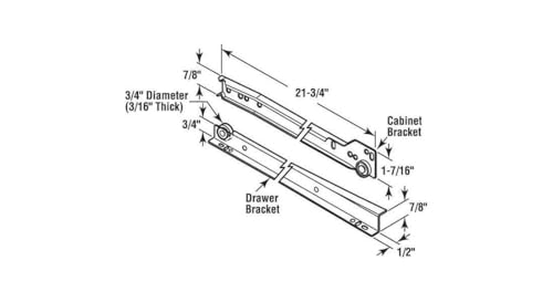 Prime-Line MP7213 Bottom Mount RV and Mobile Home Drawer Slides, White (1 Set) - size: 1 Pack