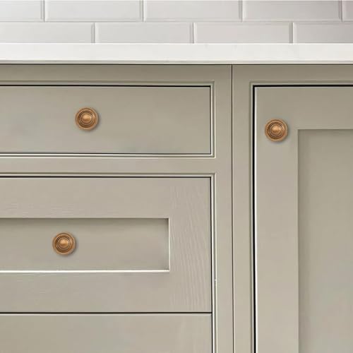 khtumeware 4 Pack Large 1-3/4 Inch Cabinet Knob, Metal Zinc Alloy Handle, Antique Brass Drawer Handle, Bifold Closet/Wardrobe/Cabinet/Bathroom Cabinet Door Knobs, Durable - color: Antique Brass, size: 1-3/4 Inch Diameter-Knob