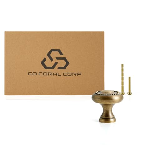 2 Pack Solid Brass Cabinet Knobs, Antique Drawer Knobs, Antique Brass Cabinet Knobs for Kitchen, Bathroom, and Furniture - size: Knob-H