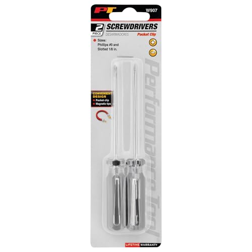 Performance Tool W907 2-Piece Pocket Clip Screwdriver Set - size: Pocket Clip Screwdriver (2pc)