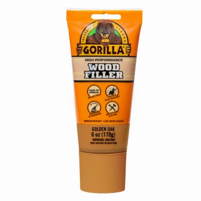 Gorilla 112125 Wood Filler, Golden Oak, 6 oz. Tube - Quantity 6