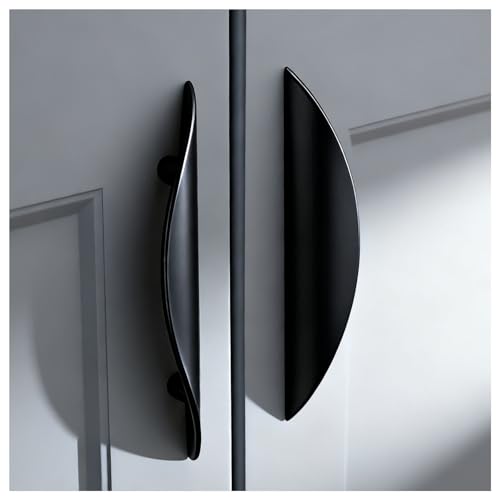 Primst 4 Pack Cabinet Handles, Half Moon Cabinets Cupboard Hanldes Matte Black Drawer Pulls, Kitchen Cabinet Pulls Cabinet Hardware Drawer Handles 3-3/4in Hole Center - color: Black, size: L-4PCS