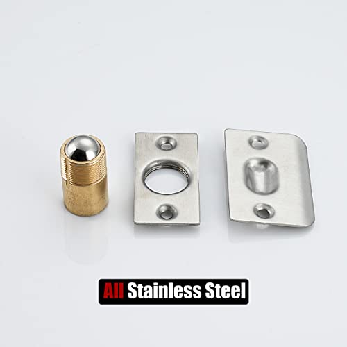 JQK Closet Door Ball Catch Hardware, Stainless Steel Catch Adjustable with Strike Plate, Brushed Satin Finish 2 Pack, HBC100-P2 - color: Brushed, size: Standard 2 Pack