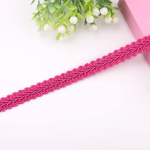 YYCRAFT Gimp Braid Trim 1/2 Inch X 18 Yards by The Yard Classic Woven Braid Trim 12MM,Hot Pink - color: Hot Pink, size: 1/2 Inch (12 mm)