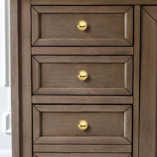 khtumeware Unlacquered Brass Classic Knobs Cabinet 5 Pack 1-1/4 inch Diameter Round Knobs for Kitchen Cabinets,Bathroom Dressers and Cupboards - color: Unlacquered Brass, size: 1-1/4 inch(32mm)