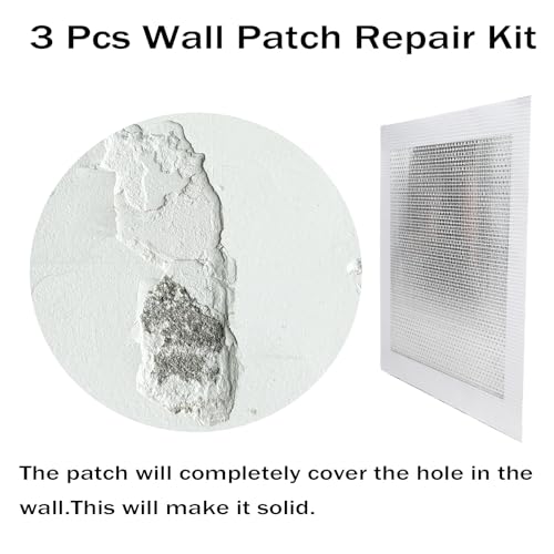 3 Pcs Wall Patch Repair Kit, Large Hole Sheet Rock Patch for Drywall, 8" x 8" Drywall Patch Self Adhesive Aluminum Wall Repair Patch Kit, Aluminum Metal Sheetrock Ceiling Dry Patch for Drywall Plaster