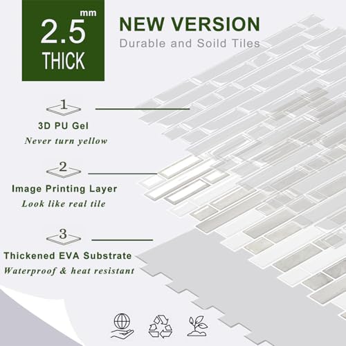 STICKGOO Thicker Peel and Stick Backsplash Tile for Kitchen and Bathroom - color: Light Brown&Tan
