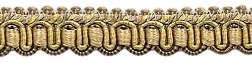 DÉCOPRO 1/2" (1cm) Imperial Collection Gimp Braid Trim # 0050IG, Cashew Beige #2935 (Light Beige, Mint Green, Yellow Gold) 5 Yard Value Pack (4.5m/15 ft) - color: Cashew Beige #2935 (Light Beige, Mint Green, Yellow Gold), size: 5 Yards (15 ft|4.5m)