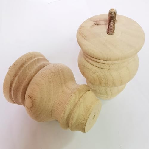 2 3 4 Inch Wooden Furniture Legs, Solid Wood Unpainted Replacement Furniture Legs, Ottoman/Loveseat Replacement Legs, Cabinet Legs/Desk/Sofa/Bookcase Round Bun Feet Set of 4 (4.7 Inch B) - size: 4.7 Inch B