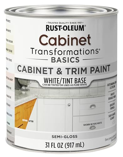 Rust-Oleum Transformations Cabinet Transformations Basics Cabinet & Trim Paint White/Tint Base, Quart, 386421