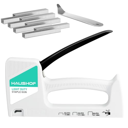 HAUSHOF Light Duty Staple Gun with 800-Count JT21 Staples & Stapler Remover - color: White