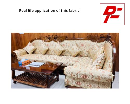 Moroccan Ornate Design Luxurious Classic Jacquard Fabric for Upholstery Sofa Cushions Dining Chair Window Treatments Craft - Width 54 inches - Fabric by Yard (Golden - Rust) - color: Golden - Rust