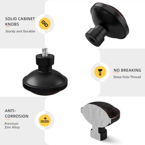 Goldenwarm Oil Rubbed Bronze Cabinet Knobs, Round Drawer Handles 1-1/4 Inch 10 Pack | Rustproof Single Hole Cabinet Hardware, Solid Zinc Alloy, Screws Included for Cupboard Closet Furniture Upgrade - color: Oil Rubbed Bronze, size: Knob(1-1/4 In)