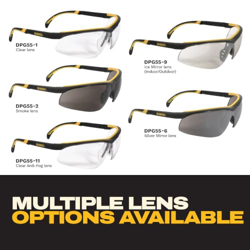 DEWALT DPG55-11D Clear Lens Anti-Fog Safety Glasses, Adjustable Fit