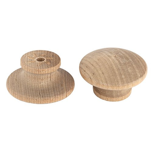 Cindoco Birch Mushroom Knob 1 3/4" Dia., 1" Tall W/Screws 2 Pack