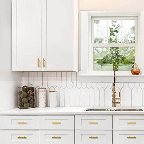 Ravinte Brushed Brass Cabinet Handles, 5 Pack Drawer Pulls, 2-1/2 in - size: 2-1/2 Inch Hole Centers