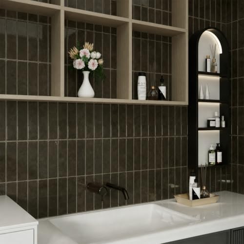 Peel and Stick Backsplash Tile for Kitchen, 10 Sheets, 11.42''x9'' - color: Dark Brown
