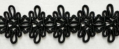 1" Designer Braid Gimp Trim - 12 Continuous Yards - Many Colors! Made in USA (Black) - color: Black