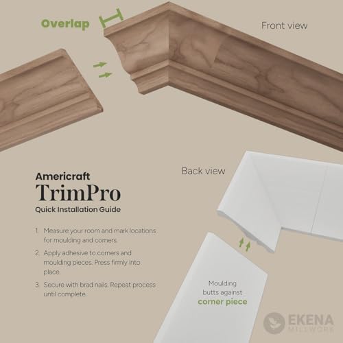 2 5/8"P x 3 3/8"H WM48 Americraft Solid Hardwood Stain Grade TrimPro Crown Moulding Outside Corner, Cherry (Matches Moulding MLDW01X04WM48CH) - color: Cherry