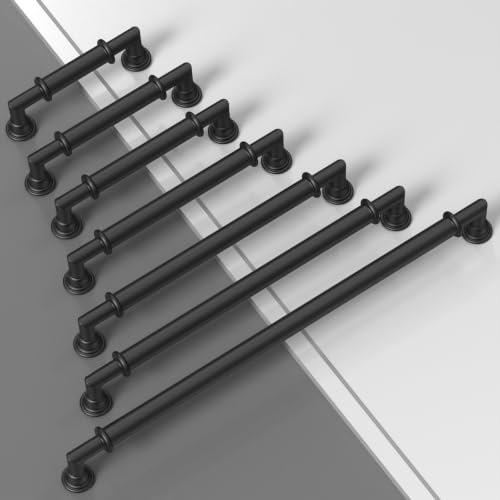 10 Pack Matte Black Cabinet Pulls 3 Inch(76mm) Kitchen Cupboard Handles Solid Heavy Duty Zinc Alloy Drawer Pulls - color: Matte Black, size: 3" Hole Center