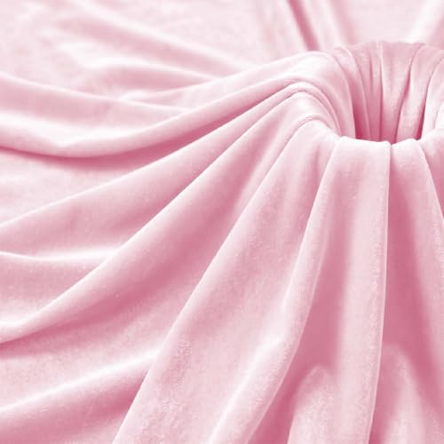Pink 2‑Way Stretch Velvet Fabric 1 Yard 60 Inch Wide - color: Pink, size: 1 Yard