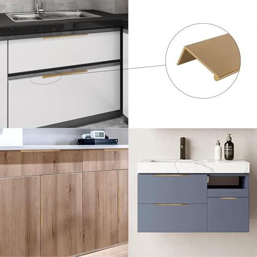Rergy 10 Pack 10" Cabinet Pulls Champagne Bronze Finger Pulls for Cabinets - color: Champion Bronze, size: Hole Center: 10in(256mm)