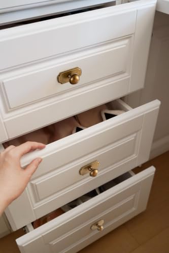 6Pack Antique Brass Cabinet Knob with Backplate Round Drawer Knob - color: Antique Brass, style: Wide-Scalloped