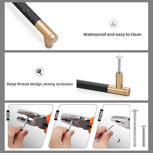 20 Pack Matte Black and Champagne Bronze Cabinet Pulls knurled 10 Inch Hole Centers Kitchen Cabinet Handles Drawer Pulls Cabinet Hardware - color: Black and Champagne, size: 10 in Hole Center