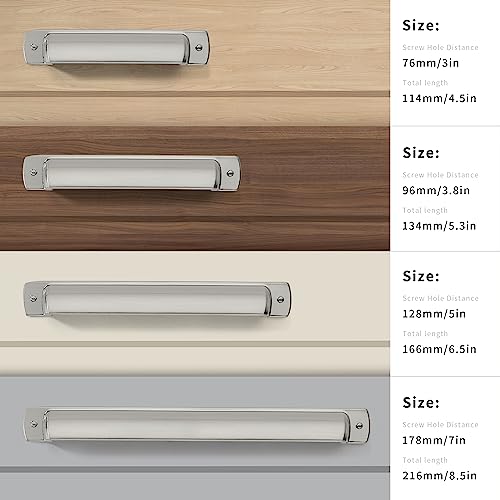 Cup Pulls 6 Pack 3-3/4"(96mm) Center to Center Drawer Pulls Brushed Nickel Cabinet Cup Pulls Kitchen Hardware Satin Nickel Cabinet Knobs Bin Cup Drawer Handles. - color: Brushed Nickel, size: 3-3/4"(96mm) hole center, style: Quantity:6