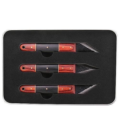 3pc Marking Knife within Tin Box, Marking Gauge Woodworking, Premium Woodworking Tool with High Speed Steel Sharp Blade, Beautiful Wood Handle - color: M-nf-3pc