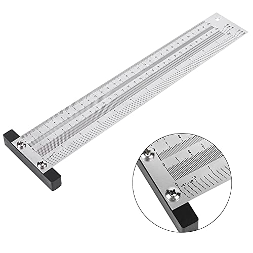 Ultra Precision Marking T-Rule Hole Ruler Stainless Scribing Mark Carpenter Line Carpenter Measuring Tool(12 inches) - size: 12 inches