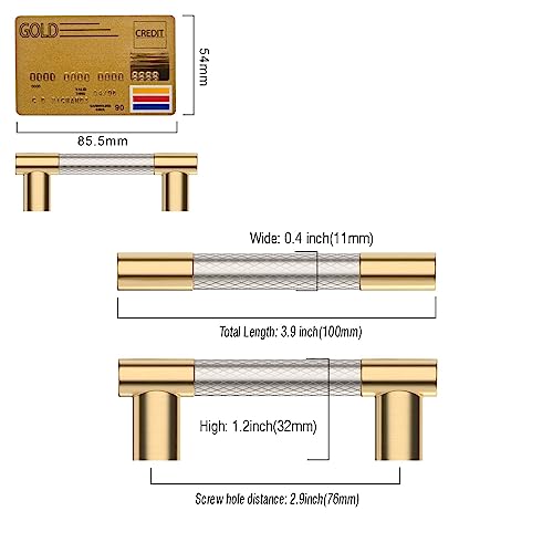 Amerdeco 10 Pack Brushed Nickel and Gold Knurled Cabinet Pulls 3" - color: Nickel Gold, size: 3" hole center