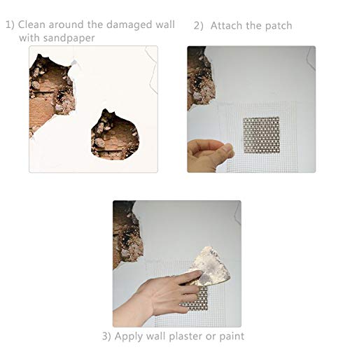 3 Pcs 4 Inch Wall Patch Repair, Drywall Repair Patch Self Adhesive Drywall Patch and Fiberglass Repair Kit, Heavy Duty Dry Wall Hole Repair Patch for Drywall Plasterboard (4 x 4 Inch) - size: 4inch*3
