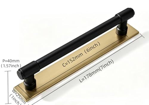 khtumeware 5 Pack 6 Inch Hole Center Matte Black Cabinet pulls and Champagne Bronze Solid Backplate Cabinet Pulls Kitchen Cabinet Hardware for Cupboard Drawer Pulls - color: Black And Champagne Bronze, size: 6"(152mm) Hole Center