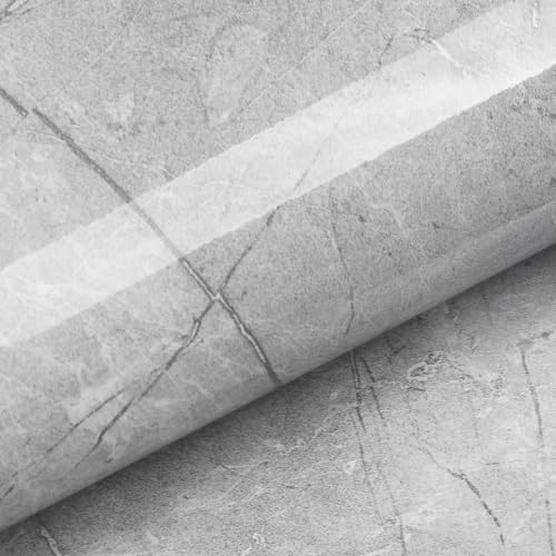 Livelynine 15.8x394 Marble Peel and Stick Wallpaper Panels Gray White Glossy Marble Granite Countertop Contact Paper Waterproof Kitchen Counter Vinyl Wrap Removable Bathroom Shelf Liner Self Adhesive - color: Grey and White, size: 15.8" x 394"