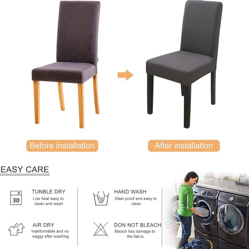 Stretch Chair Covers Slipcovers Set of 4 Dark Gray Stretchable Dining Chair Slipcover Washable Removable for Kitchen,Hotel,Restaurant - color: Dark Gray, size: 4