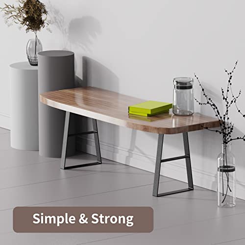 Orgerphy 16” Black Trapezoid Metal Bench Legs (2PCS) | Heavy Duty Furniture Legs for Bench| Mertal Table Legs| Screws and 4pcs Rubber Floor Protectors | Mid Century Modern Desk Legs Furniture Legs - size: 16 Inch