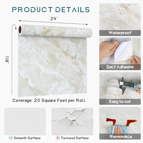 VEELIKE Peel and Stick Countertops Waterproof Cream Onyx Marble Contact Paper for Countertops 24''x118'' Countertop Contact Paper Marble Wallpaper Self Adhesive Counter Top Wrap for Kitchen Bathroom - size: 24" x 118"