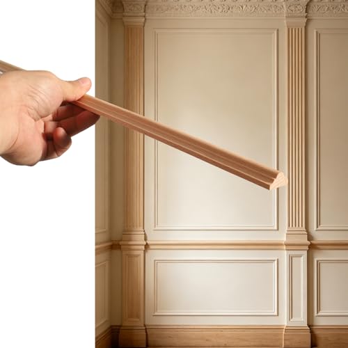 Nsrisml 6Pcs Wood Appliques Onlays, Unpainted Rosette Trim Decal for Furniture Cabinet Door Bed Wall Decor (0.78"x15.75") - size: 0.78"x15.75"/2cmx40cm