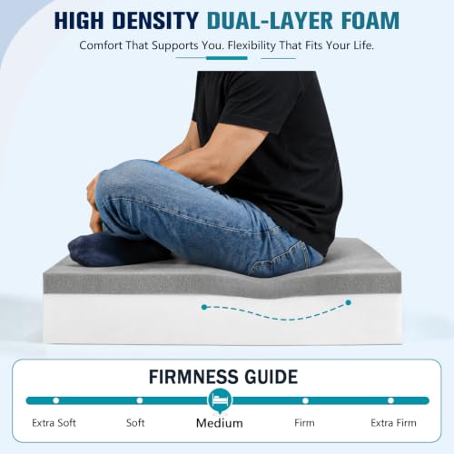 JOYWOO High Density Memory Foam Padding 72"x24"x2", Sofa Cushion & Chair Support Pad, Cut to Size Replacement for Thin Padding & DIY - size: 72x24x2"