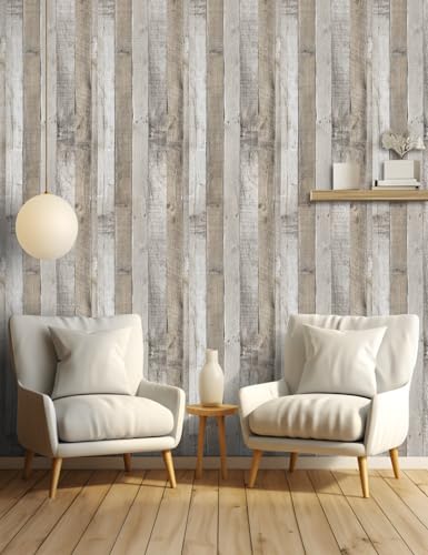 LXCREAT Wood Butcher Block Contact Paper Shiplap Peel and Stick Wallpaper - color: Gray, size: 17.5" x 118"